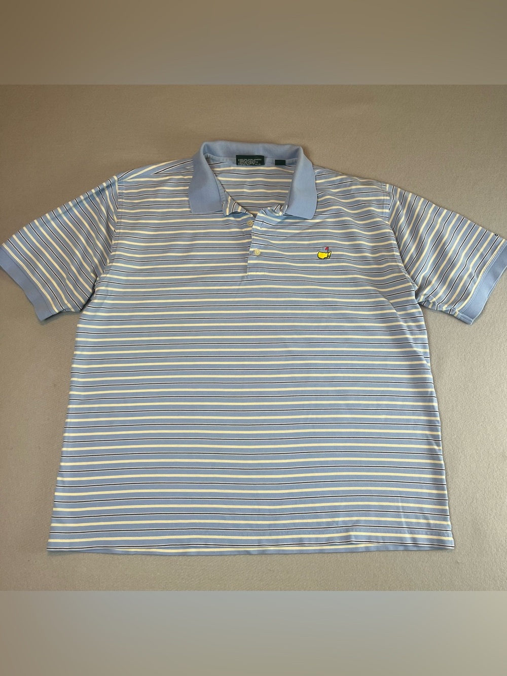 Masters Golf Shirt Mens XL Blue Striped Short Sleeve Polo Augusta National VTG